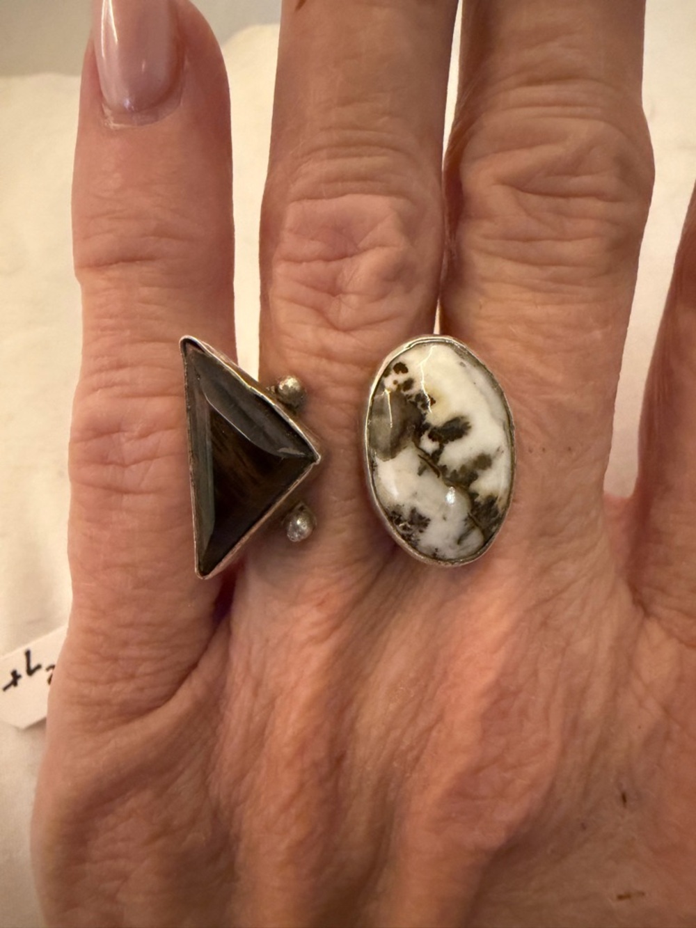 Sterling Silver Ring Silver lace onyx with tigers eye-Handmade My Rocks Rock